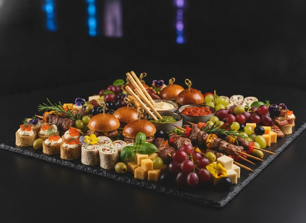 Reich gefüllte Fingerfood-Platte zum Teilen