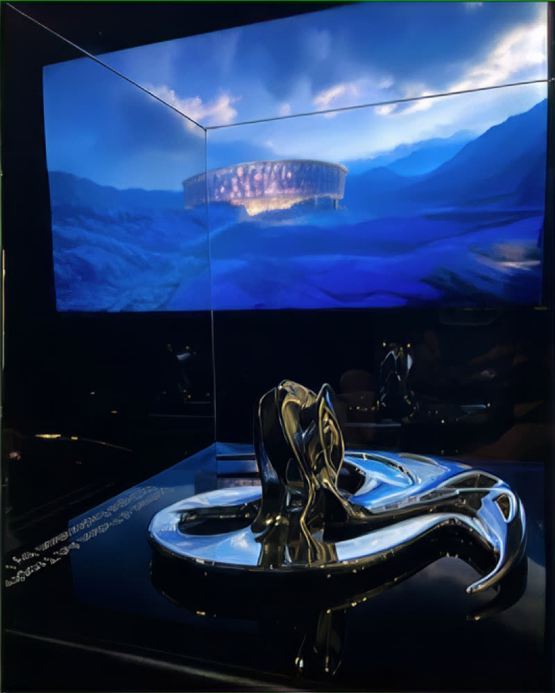 P61 Gallery — Digitale Kunstinstallation mit Skulptur